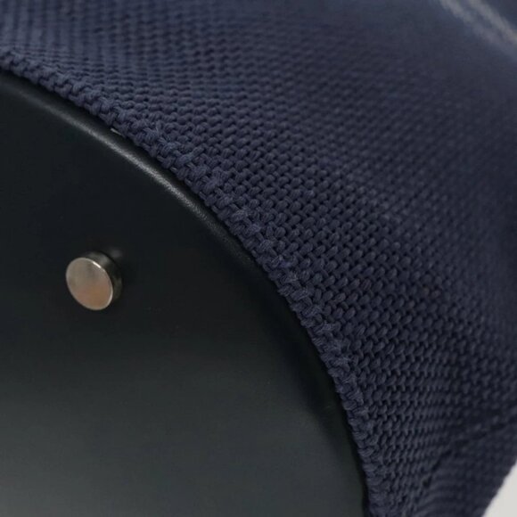 BURBERRY Nova Check Tote Bag Canvas Navy Silver - Picture 11 of 16